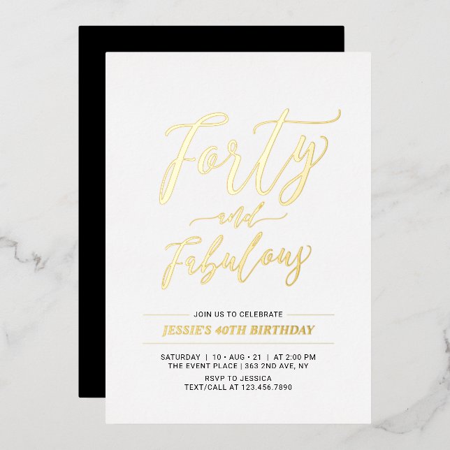 Invitation En Aluminium Quarty & Fabulous | Modern Gold 50th Birthday Part (Recto/Verso)