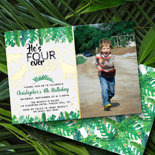Invitation En Aluminium Quatre Dinosaures Sauvages Boys 4e photo d'anniver