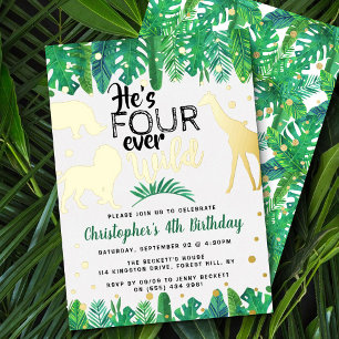 Invitation En Aluminium Quatre Garçons de Safari dans la Jungle Toujours S