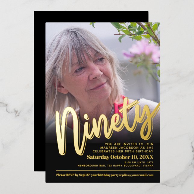 Invitation En Aluminium Quatre-vingt-dix-neuf-vingt-dixième anniversaire s (Recto/Verso)