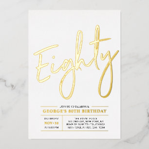 Invitation En Aluminium Quatre-vingts   Fête d'anniversaire 80 ans Moderne