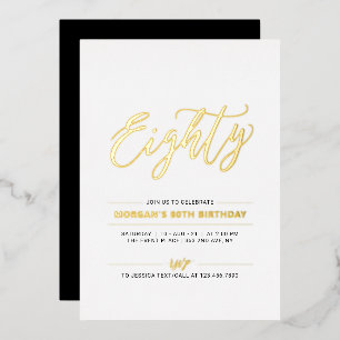 Invitation En Aluminium Quatre-vingts   Moderne Fête d'anniversaire des 80