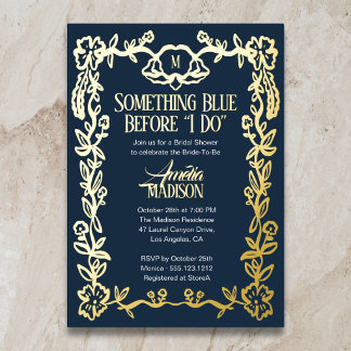 Invitation En Aluminium Quelque chose de bleu vintage floral Baby Shower