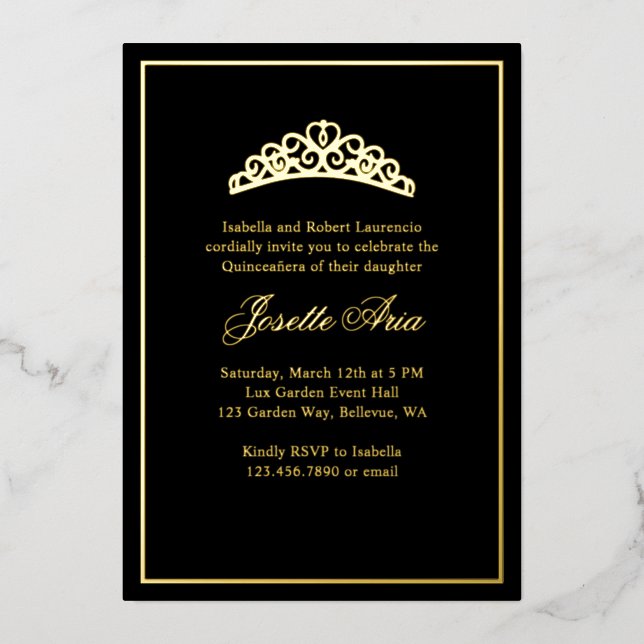 Invitation En Aluminium Quinceanera classique simple et élégante (Recto)