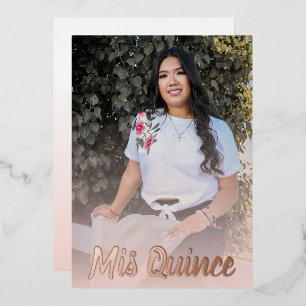 Invitation En Aluminium Quinceanera d'or rose rose moderne