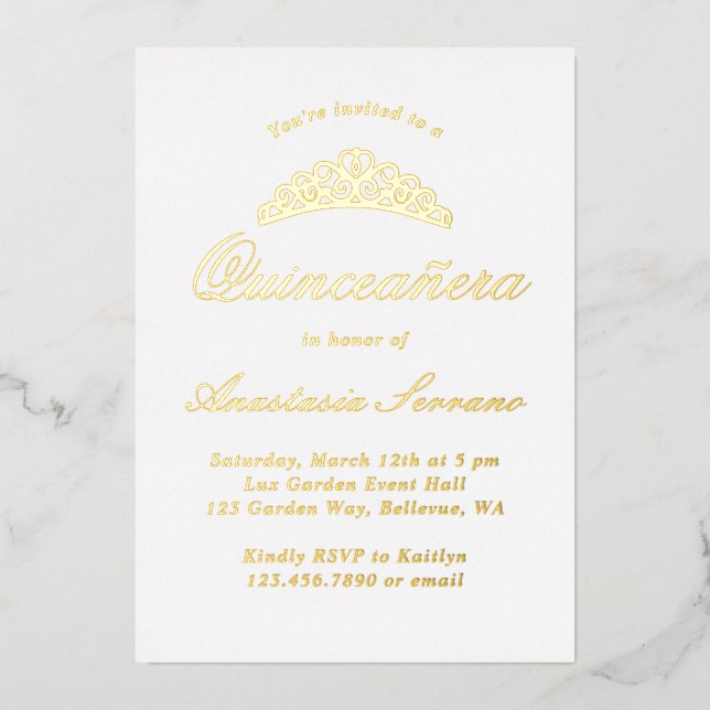 Invitation En Aluminium Quinceanera élégant (Recto)