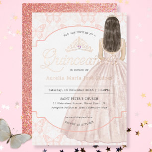 Invitation En Aluminium Quinceañera Elegant Rose Parties scintillant or An