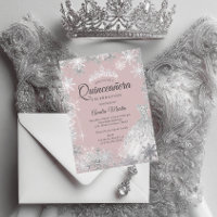 Quinceanera, flocon de neige rose argenté en hiver