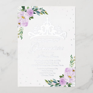 Invitation En Aluminium Quinceañera Florale Lavande