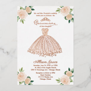 Invitation En Aluminium Quinze ans Blush Floral