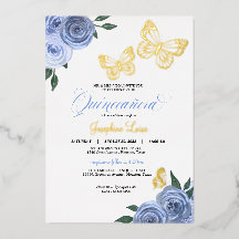 Quinze ans Roses Bleues Papillon Réelles