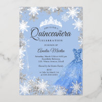 Quinze ans Silver Blue Winter Snowflake Quinceaner