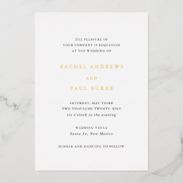 Invitation En Aluminium Rachel Mariage formel élégant (Recto)