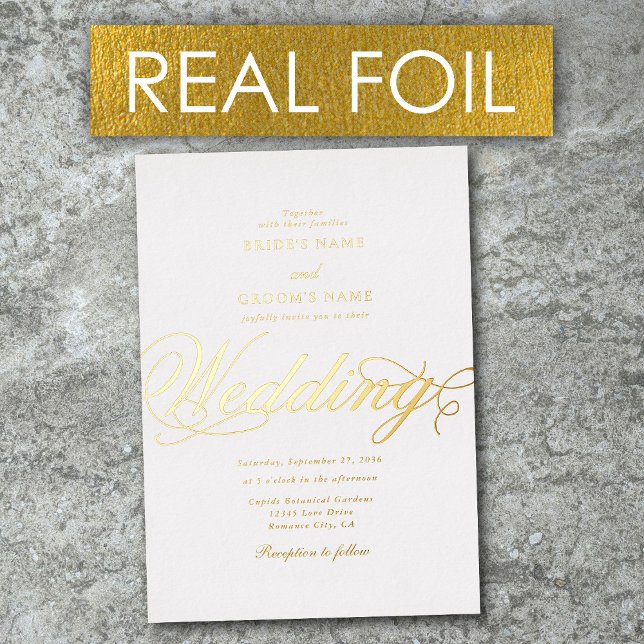Invitation En Aluminium Real Gold Foil Elegant Classy Luxury White Mariage (Real Gold Foil Elegant Classy Luxury White & Gold Foil Invitation)