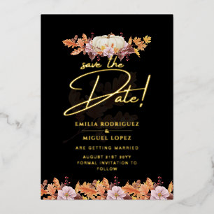 Invitation En Aluminium Real GOLD FOIL Fall Citrouille Enregistrer le Mari