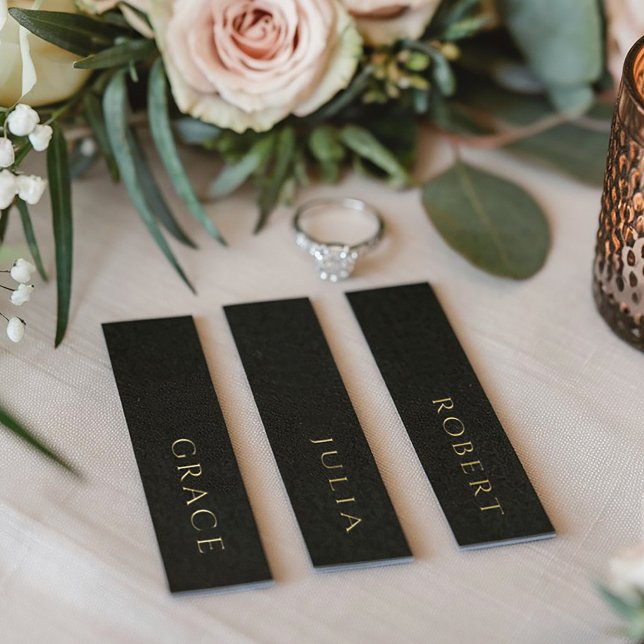 Invitation En Aluminium Real Gold Foil Mariage Black Name Balise Place Car (Créateur téléchargé)
