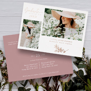 Invitation En Aluminium Real Rose Gold Branches tendance Graduation 2 Phot