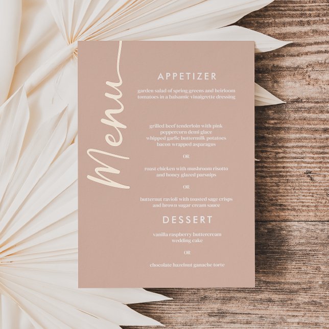 Invitation En Aluminium Real Rose Gold Foil Modern Font Mariage Menu Card (Créateur téléchargé)