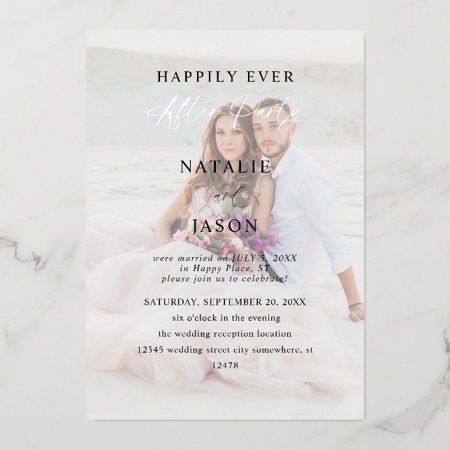 Invitation En Aluminium Réception après mariage photo de fête v2 (Recto)