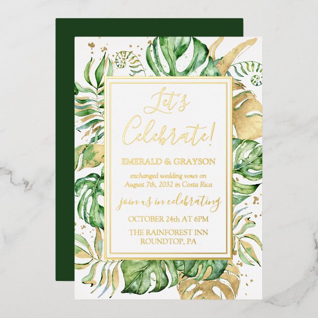 Invitation En Aluminium Réception de mariage de l'Elopement tropical (Recto/Verso)