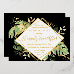 Invitation En Aluminium Réception de mariage de l'Elopement tropical Noir 
