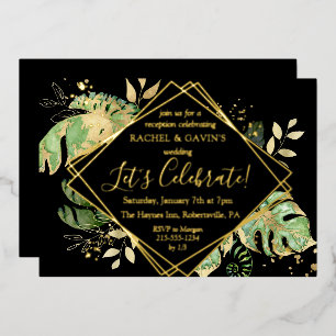 Invitation En Aluminium Réception de mariage élégant et en fuite tropicale