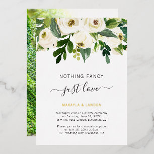 Invitation En Aluminium Réception de mariage élégante avec fleurs blanches