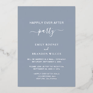 Invitation En Aluminium Réception de Mariage Élégante Poussiéreuse Bleue A
