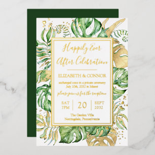 Invitation En Aluminium Réception de mariage en fuite Tropicale Happily Ev
