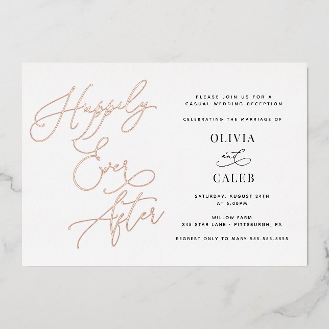 Invitation En Aluminium Réception de mariage et fin heureuse (Recto)
