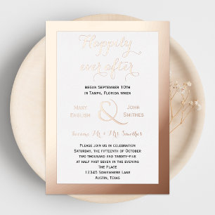 Invitation En Aluminium Réception Rose Gold Happily Ever After uniquement