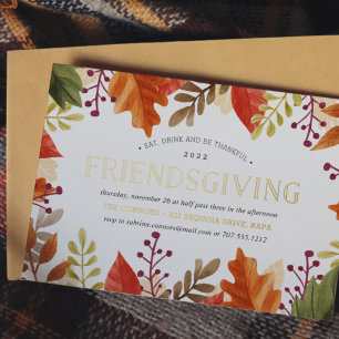 Invitation En Aluminium Récolte d'automne Dîner de Friendsgiving de Than