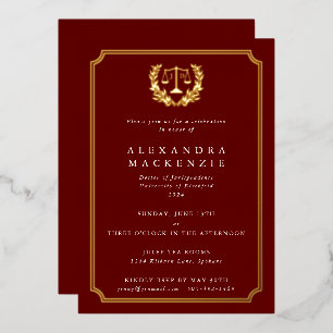 Invitation En Aluminium Red JD Law School Graduation Party