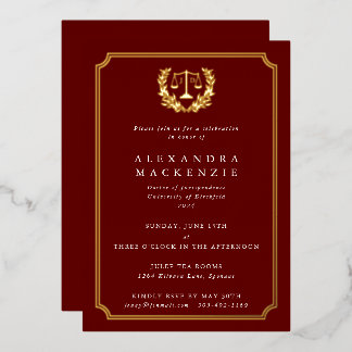 Invitation En Aluminium Red JD Law School Graduation Party