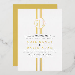 Invitation En Aluminium Réelles bandes de feuille d'or, mariage monogramme