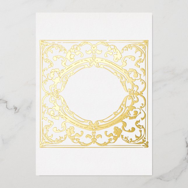 Invitation En Aluminium Regal Gold Foil Baroque Frame Blair (Recto)