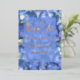 Invitation En Aluminium Remerciement de mariage floral Hydrangeas bleues