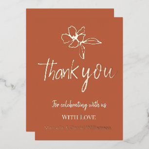Invitation En Aluminium Remerciement de mariage floral minimal Terracotta