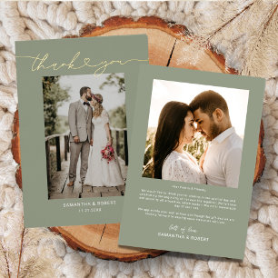 Invitation En Aluminium Remerciement de photo de mariage avec écriture cœu
