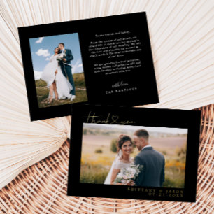 Invitation En Aluminium Remerciements de mariage avec cœur noir