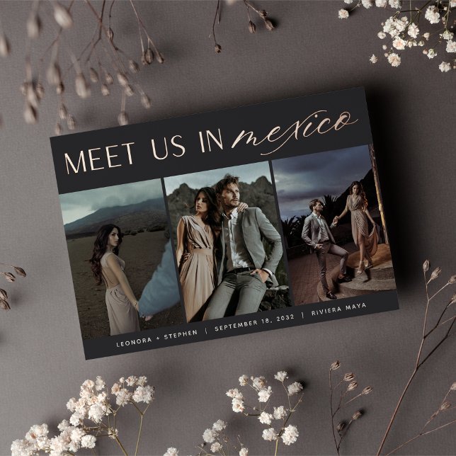 Invitation En Aluminium Rencontrez-Nous Au Mexique | Trois photos Enregist (Créateur téléchargé)