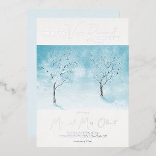 Invitation En Aluminium Renouvellement de Vœux Fraîcheur d'Hiver Argent