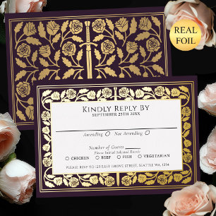Invitation En Aluminium Réponse au mariage royal avec épée médiévale dorée