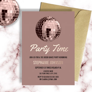 Invitation En Aluminium Retro Boule à Facettes Disco Années 70 Rose Poussi
