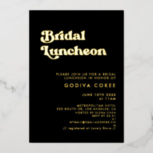 Invitation En Aluminium Retro élégant noir & or Bridal déjeuner