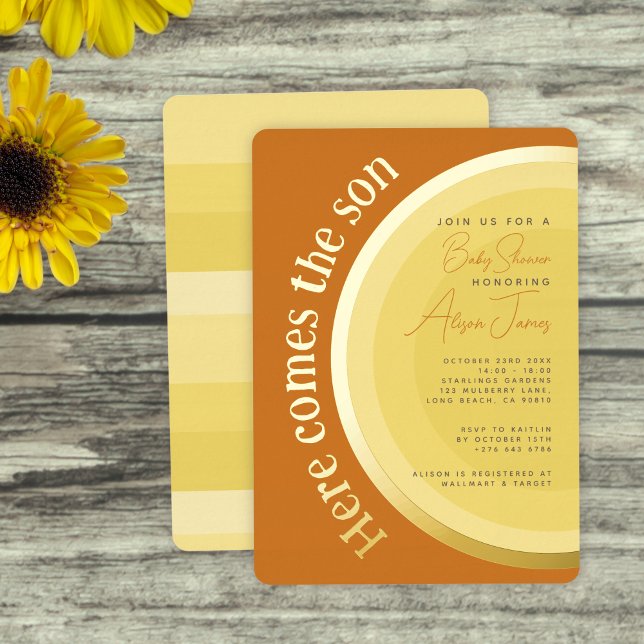 Invitation En Aluminium Retro Sunshine Voici le Baby shower du Fils (Créateur téléchargé)