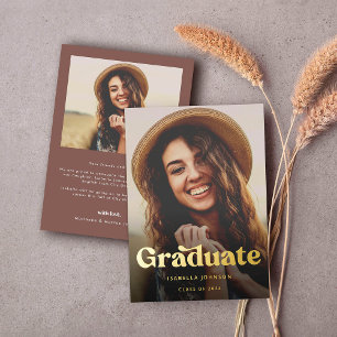 Invitation En Aluminium Retro Typographie Photo Graduation