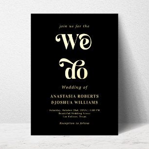 Invitation En Aluminium Retro Whimsy Nous faisons Black Real Gold Foil Inv