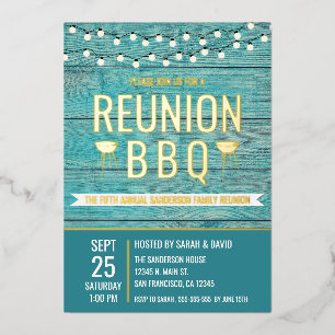 Invitation En Aluminium Réunion de famille BBQ Barbecue rustique annuel