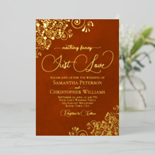 Invitation En Aluminium Rien De Fancy Just Love Mariage Rust Orange & Gold